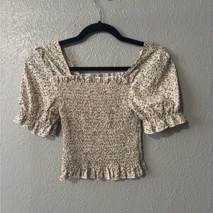 Floral Smocked Puff Sleeve Top